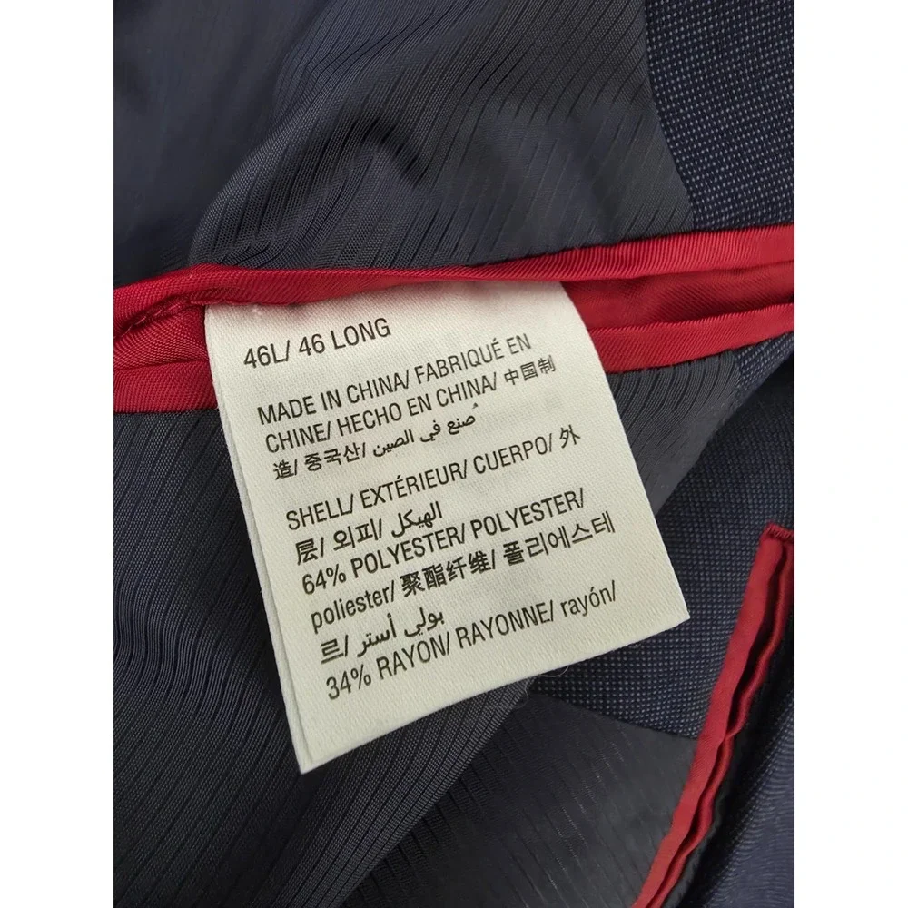 Alfani Blazer Jacket Mens‎ 46L Blue Sports Coat Slim Fit 2 Buttons Rayon Blend
